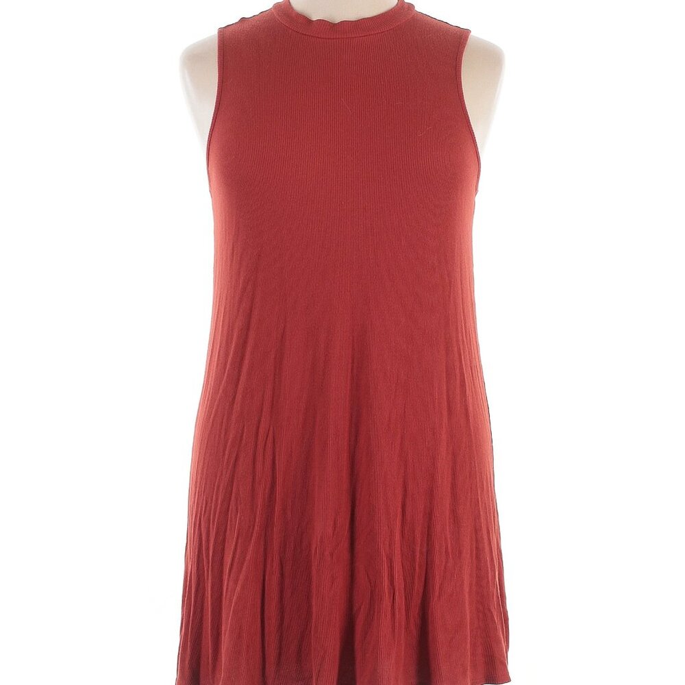 Mossimo Supply Co. Ribbed Burnt Orange/Red Dropwait Mock Neckline Dress XL